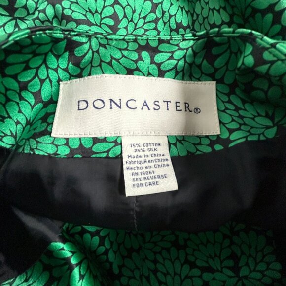 Doncaster Women's Floral Blazer Jacket Green Black Cotton Silk Formal Coat - Picture 3 of 9